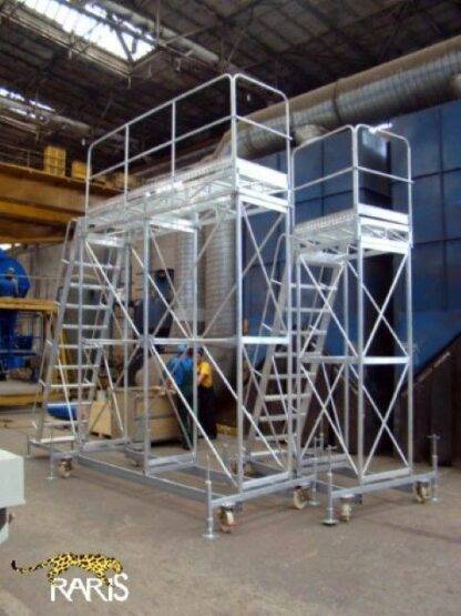 Platforma mobila RARIS la 60°, rigidizata, baza otel, structura aluminiu, cu podina lunga, tip PBL 3